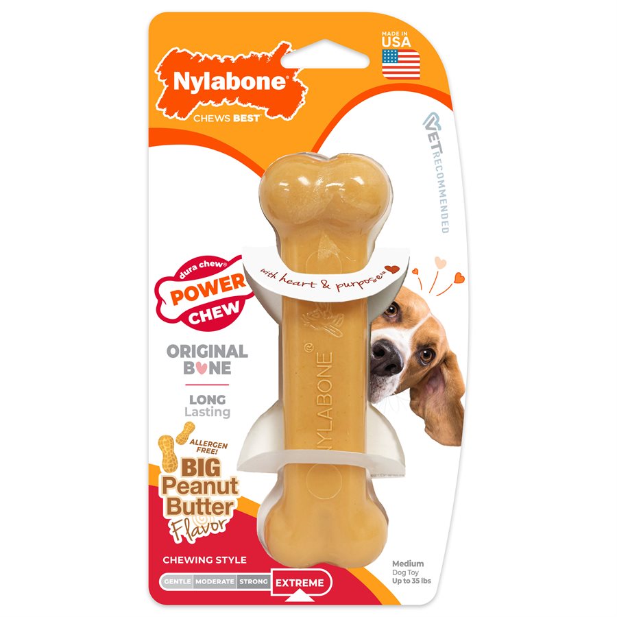 Nylabone - Os Durable Saveur de Beurre d'Arachide - Jouet à Mâcher pour Chiens