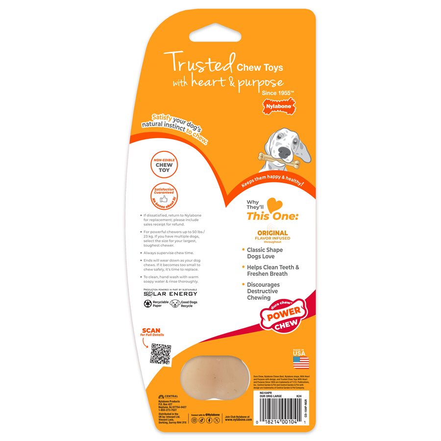 Nylabone - Os Durable Saveur Original - Jouet à Mâcher pour Chiens