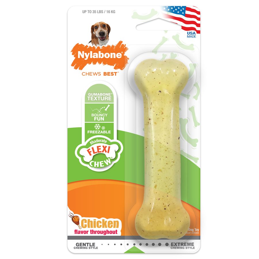 Nylabone - Os Souple Saveur de Poulet pour Mâcheurs Modérés - Jouet à Mâcher pour Chiens