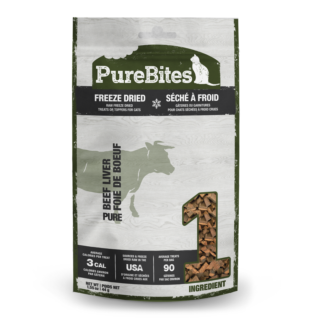 PureBites - Foie de Boeuf - Gâteries ou Garnitures Lyophilisées pour Chats