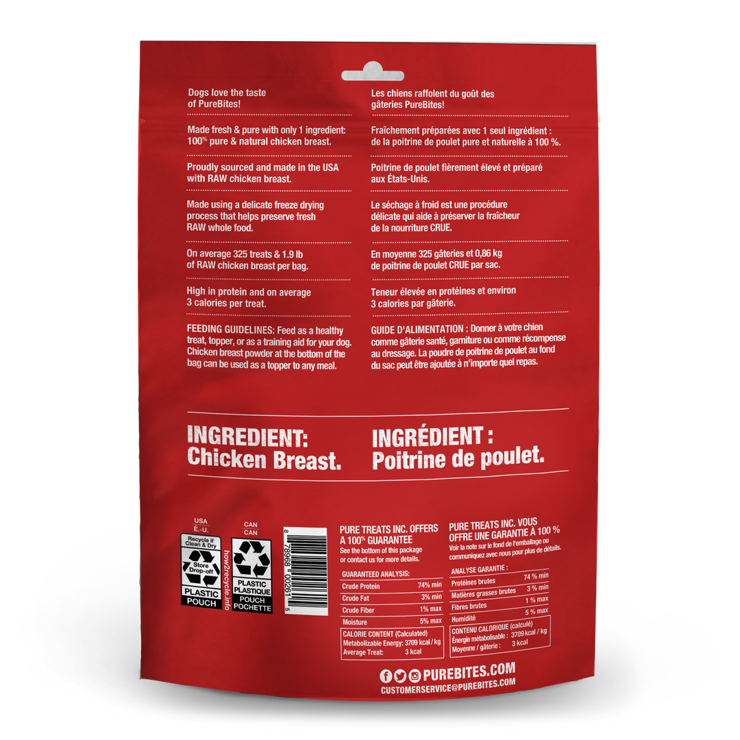 PureBites - Poitrine de Poulet - Gâteries ou Garnitures Lyophilisées pour Chiens