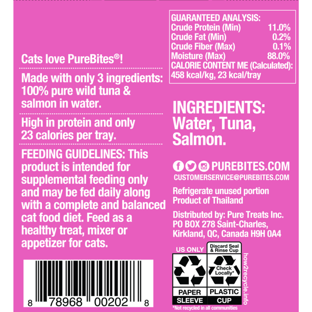 PureBites - Chat 100% Pur Thon et Saumon dans l'Eau - Nourriture Humide Sans Grains pour Chats
