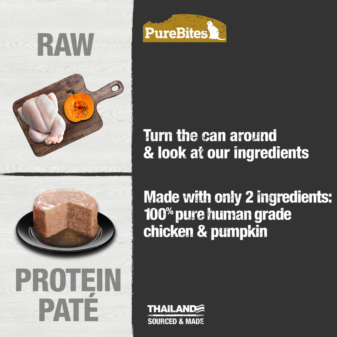 PureBites - Chat 100% Pur Pâté de Poulet et Citrouille - Nourriture Humide Sans Grains pour Chats