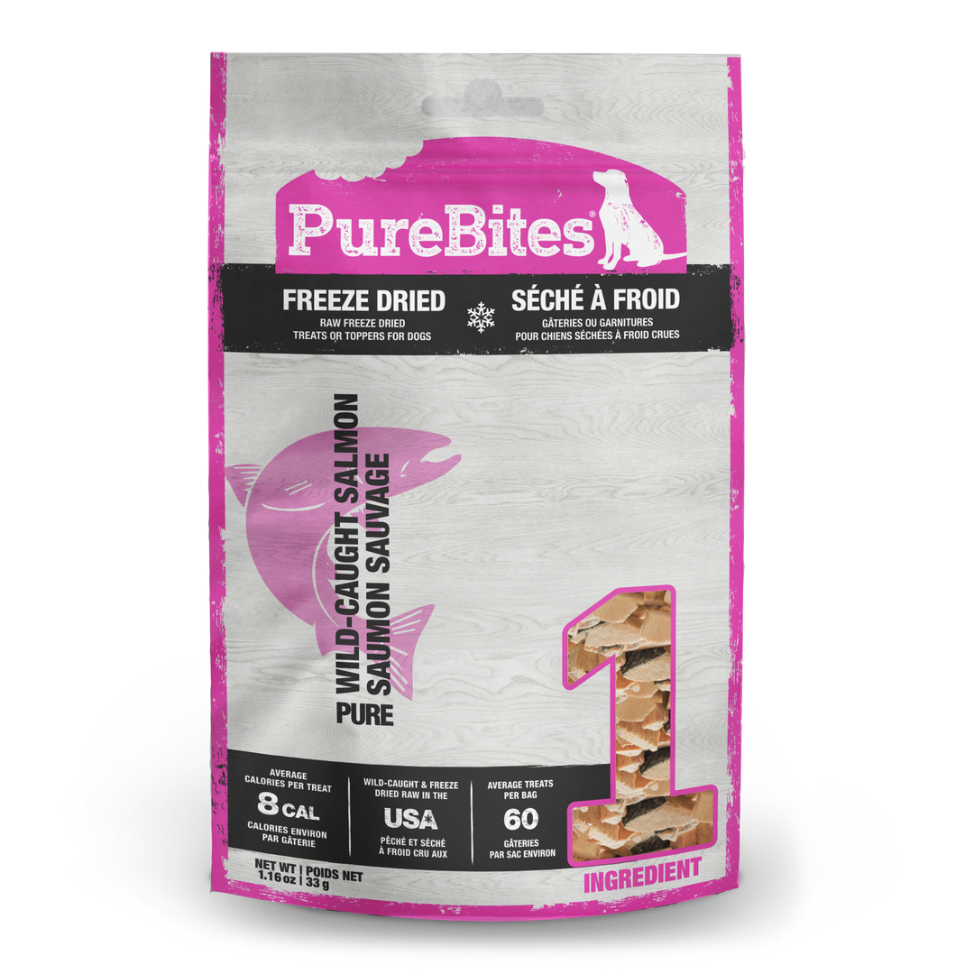 PureBites - Saumon Sauvage - Gâteries ou Garnitures Lyophilisées pour Chiens