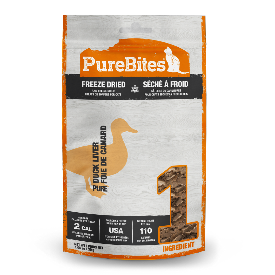 PureBites - Foie de Canard - Gâteries ou Garnitures Lyophilisées pour Chats