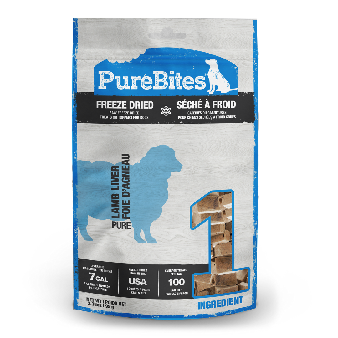 PureBites - Foie d'Agneau - Gâteries ou Garnitures Lyophilisées pour Chiens