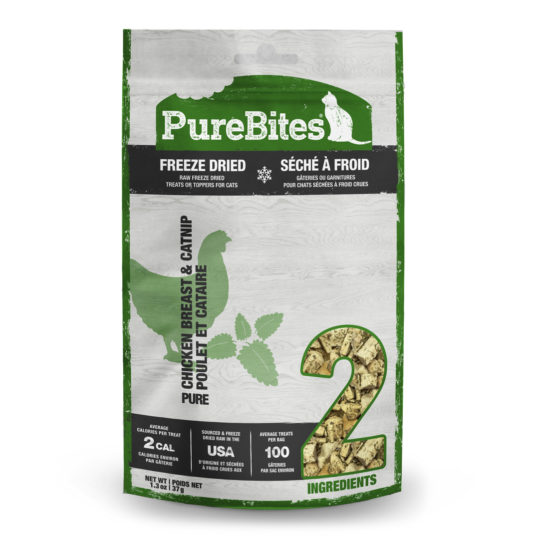 PureBites - Poulet et Cataire - Gâteries ou Garnitures Lyophilisées pour Chats