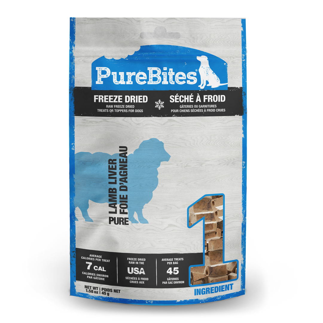 PureBites - Foie d'Agneau - Gâteries ou Garnitures Lyophilisées pour Chiens