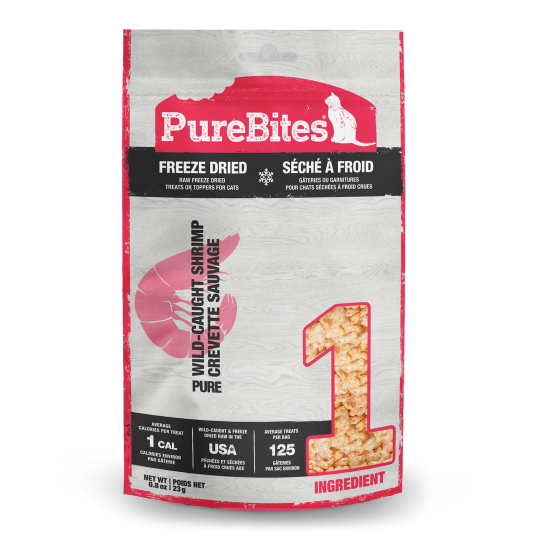 PureBites - Crevette Sauvage - Gâteries ou Garnitures Lyophilisées pour Chats