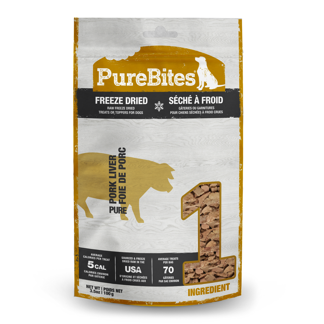 PureBites - Foie de Porc - Gâteries ou Garnitures Lyophilisées pour Chiens