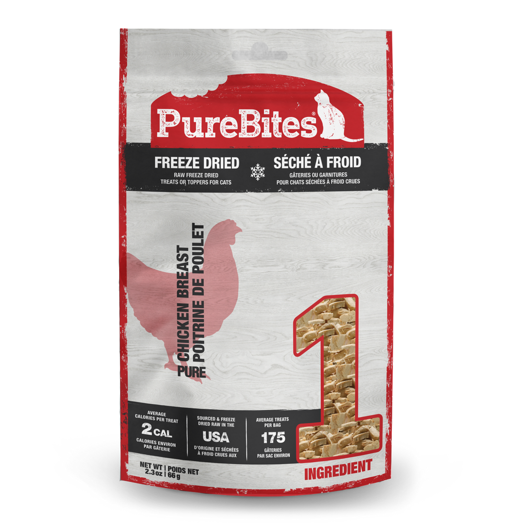 PureBites - Poitrine de Poulet - Gâteries ou Garnitures Lyophilisées pour Chats