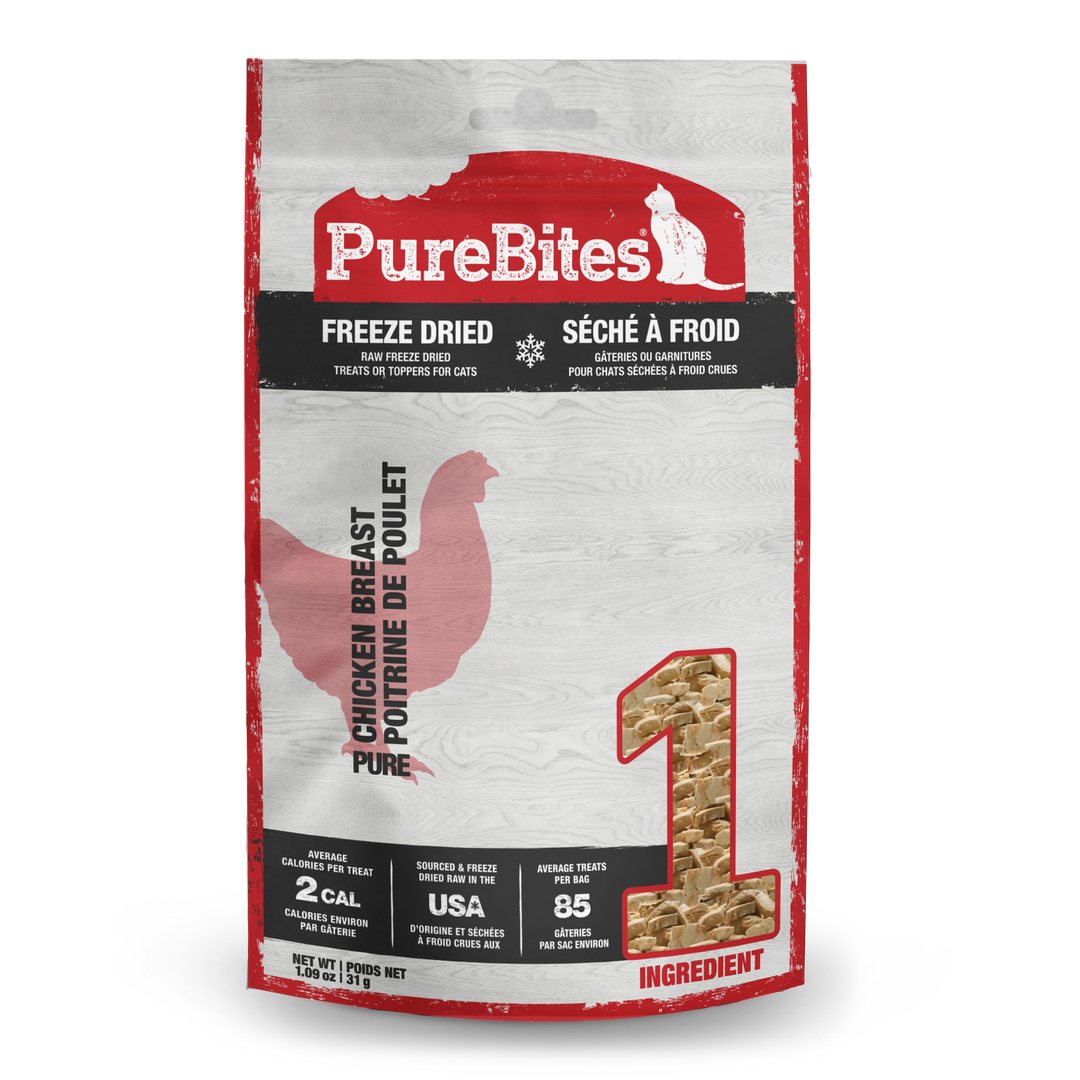 PureBites - Poitrine de Poulet - Gâteries ou Garnitures Lyophilisées pour Chats