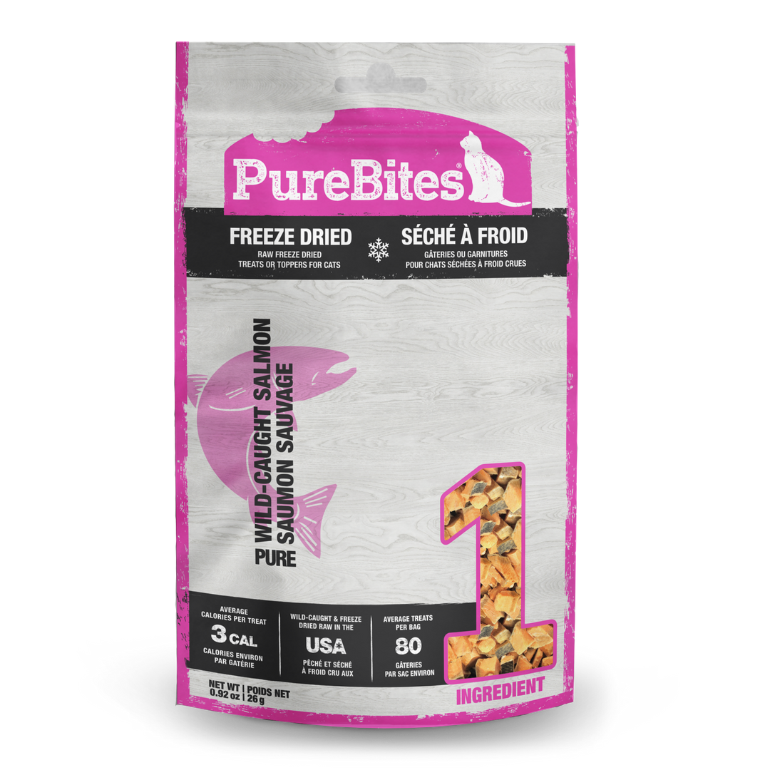 PureBites - Saumon Sauvage - Gâteries ou Garnitures Lyophilisées pour Chats