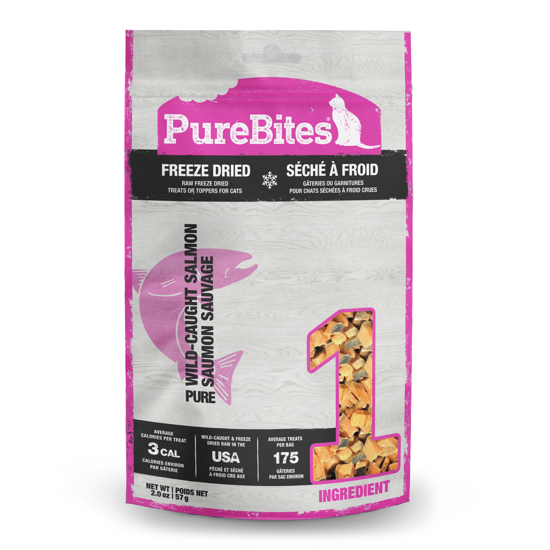 PureBites - Saumon Sauvage - Gâteries ou Garnitures Lyophilisées pour Chats
