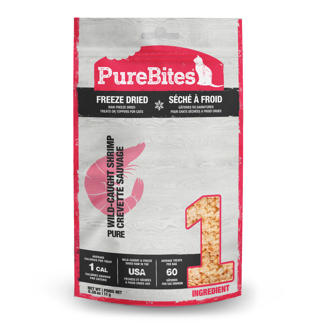 PureBites - Crevette Sauvage - Gâteries ou Garnitures Lyophilisées pour Chats