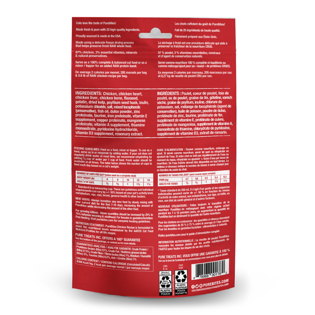 Purebites - Poulet Lyophilisé - Garniture ou Nourriture Sèche pour Chats