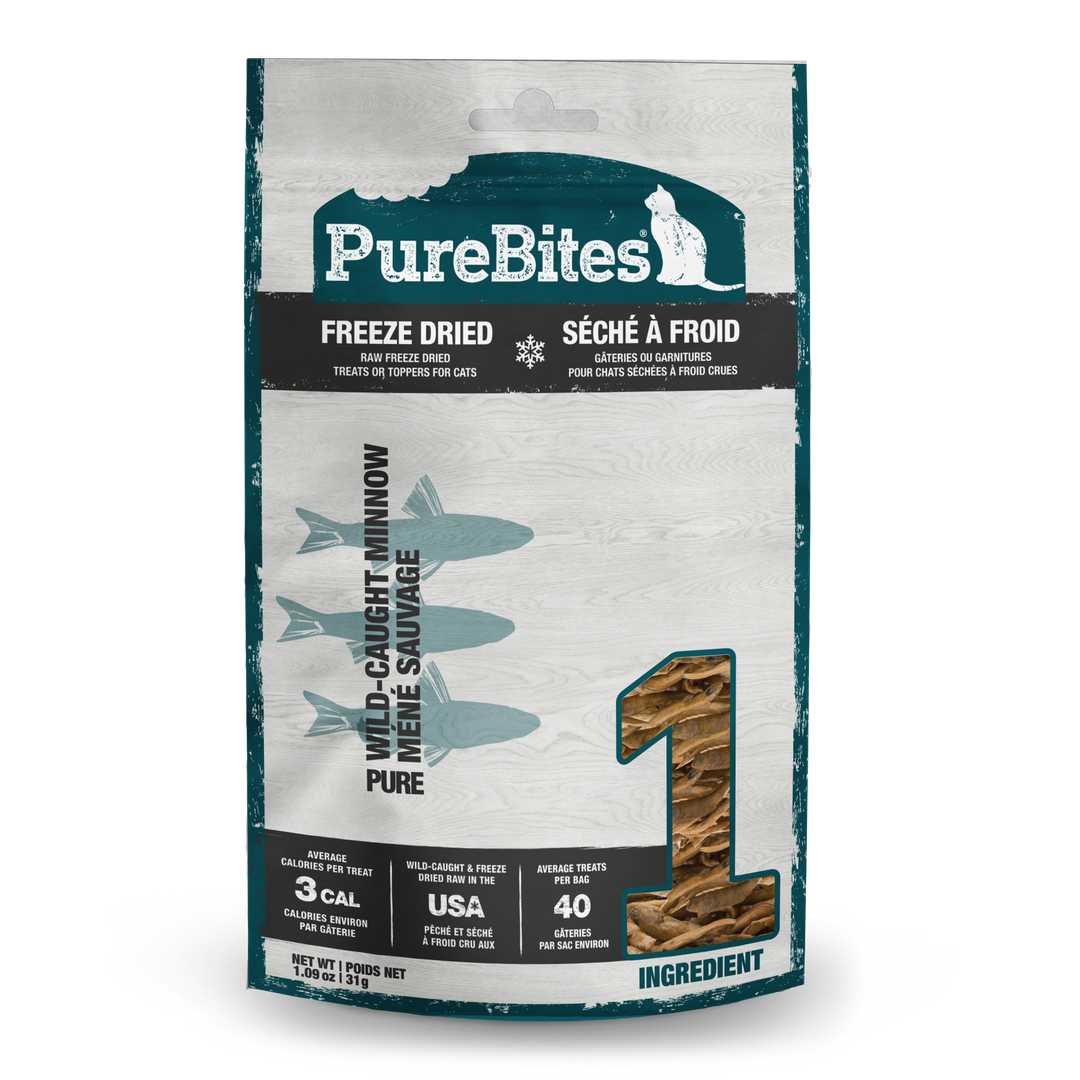 PureBites - Méné Sauvage - Gâteries ou Garnitures Lyophilisées pour Chats