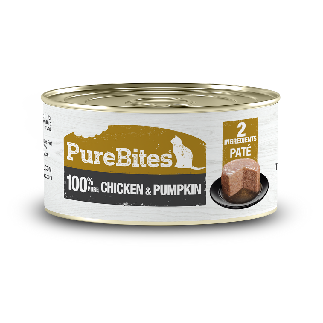 PureBites - Chat 100% Pur Pâté de Poulet et Citrouille - Nourriture Humide Sans Grains pour Chats