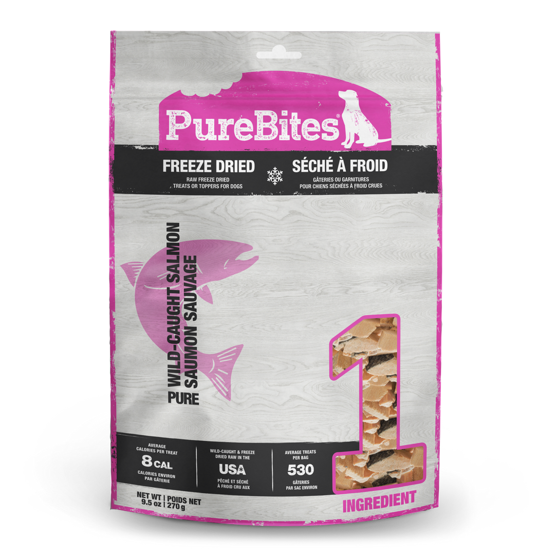 PureBites - Saumon Sauvage - Gâteries ou Garnitures Lyophilisées pour Chiens