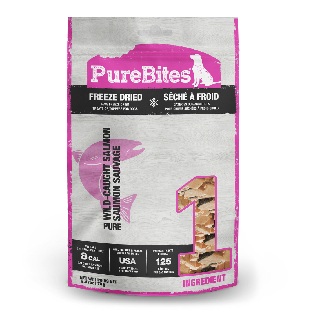 PureBites - Saumon Sauvage - Gâteries ou Garnitures Lyophilisées pour Chiens