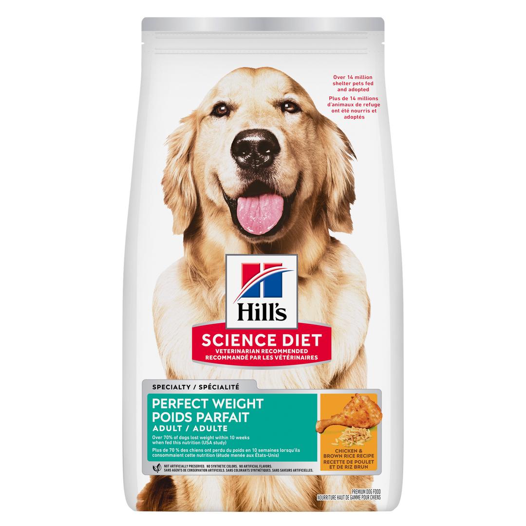 Hill's Science Diet - Poids Parfait (Perfect Weight), Poulet et Riz Brun - Nourriture Sèche pour Chiens Adultes