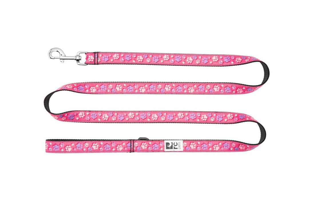 RCP Laisse Motif 3/4x72" Traces de Pattes Rose