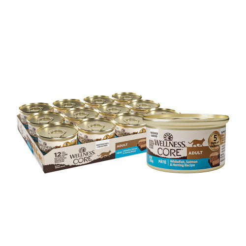 Wellness Core - Chat Pâté de Poisson Blanc, Saumon et Hareng - Nourriture Humide Sans Grains pour Chats