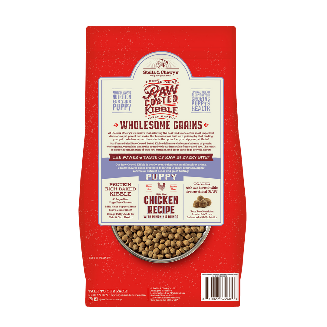 Stella & Chewy's Raw Coated - Poulet, Citrouille et Quinoa - Nourriture Sèche avec Grains Saines pour Chiots