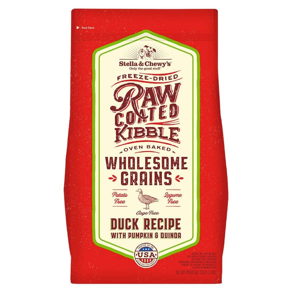 Stella & Chewy's Raw Coated - Canard, Citrouille et Quinoa - Nourriture Sèche avec Grains Saines pour Chiens