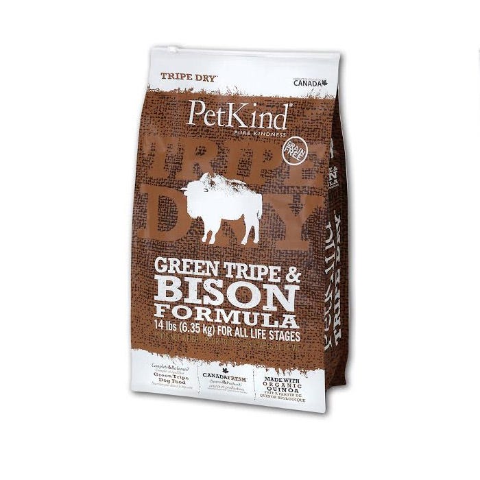 Petkind - Panse Verte de Bison - Nourriture Sèche Sans Grains pour Chiens