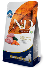 Farmina N&D Brown (Pelage Brun) - Agneau, Spiruline et Carotte - Nourriture Sèche Sans Grains pour Chiots de Moyennes et Grandes Races