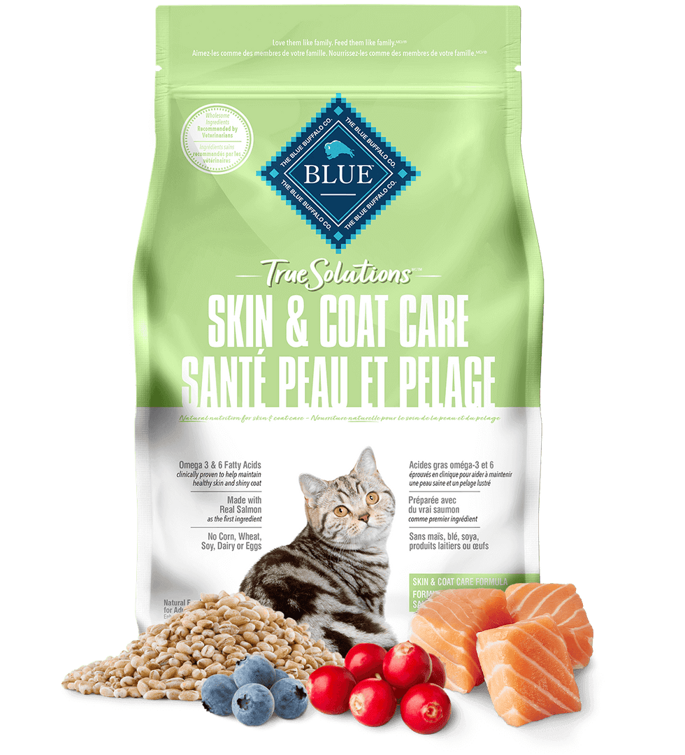 Blue True Solutions - Santé Peau et Pelage, Saumon - Nourriture Sèche pour Chats Adultes