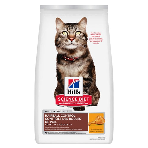 Hill's Science Diet - Contrôle des Boules de Poils, Poulet - Nourriture Sèche pour Chats Adultes 7+ Ans