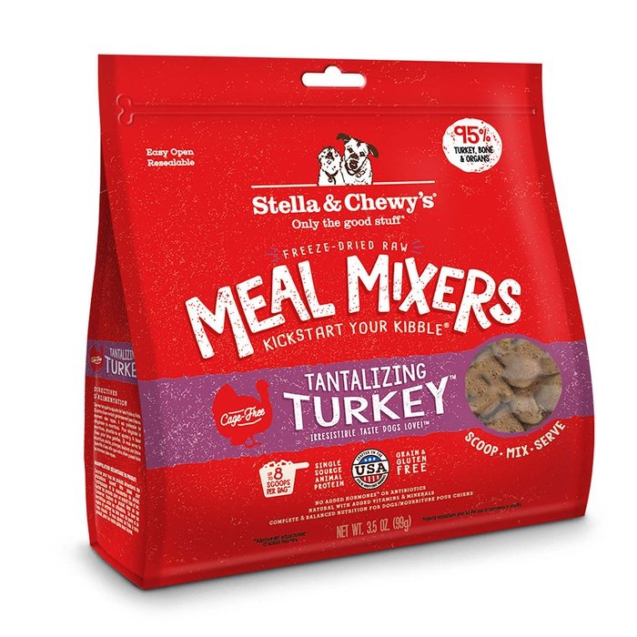 Stella & Chewy's Meal Mixers - Chien Dinde Alléchante - Nourriture Sèche Lyophilisée Sans Grains pour Chiens