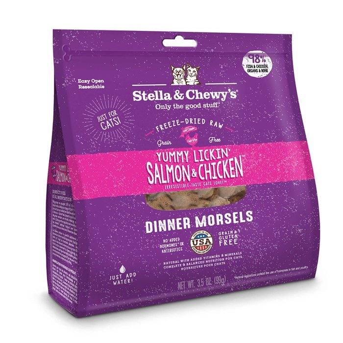 Stella & Chewy's - Chat Morceaux Saumon et Poulet - Nourriture Sèche Lyophilisée Sans Grains pour Chats