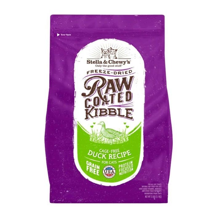 Stella & Chewy's Raw Coated - Chat Canard Élevé en Liberté - Nourriture Sèche Sans Grains pour Chats