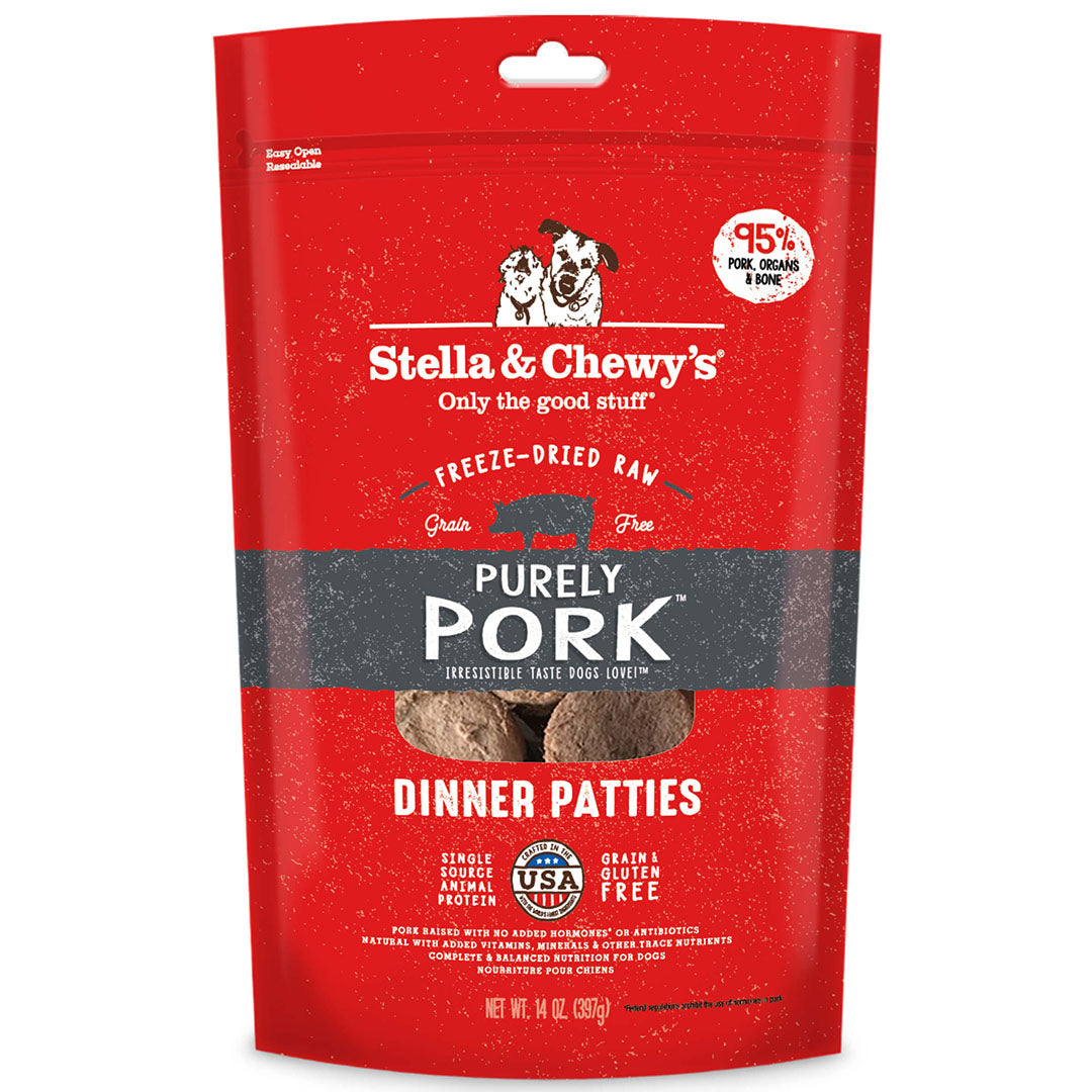 Stella & Chewy's Dinner Patties - Galettes de Porc - Nourriture Sèche Lyophilisée Sans Grains pour Chiens