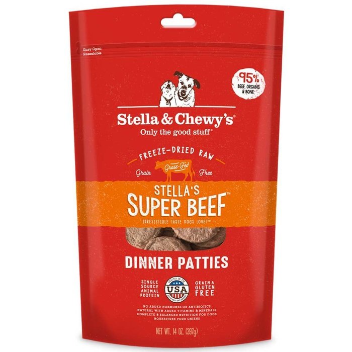 Stella & Chewy's Dinner Patties - Galettes de Boeuf - Nourriture Sèche Lyophilisée Sans Grains pour Chiens
