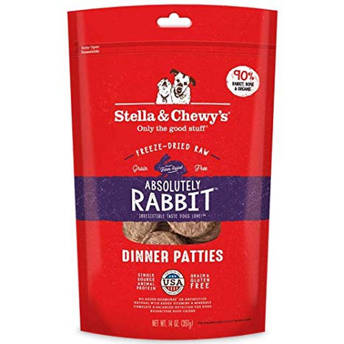 Stella & Chewy's Dinner Patties - Galettes de Lapin - Nourriture Sèche Lyophilisée Sans Grains pour Chiens