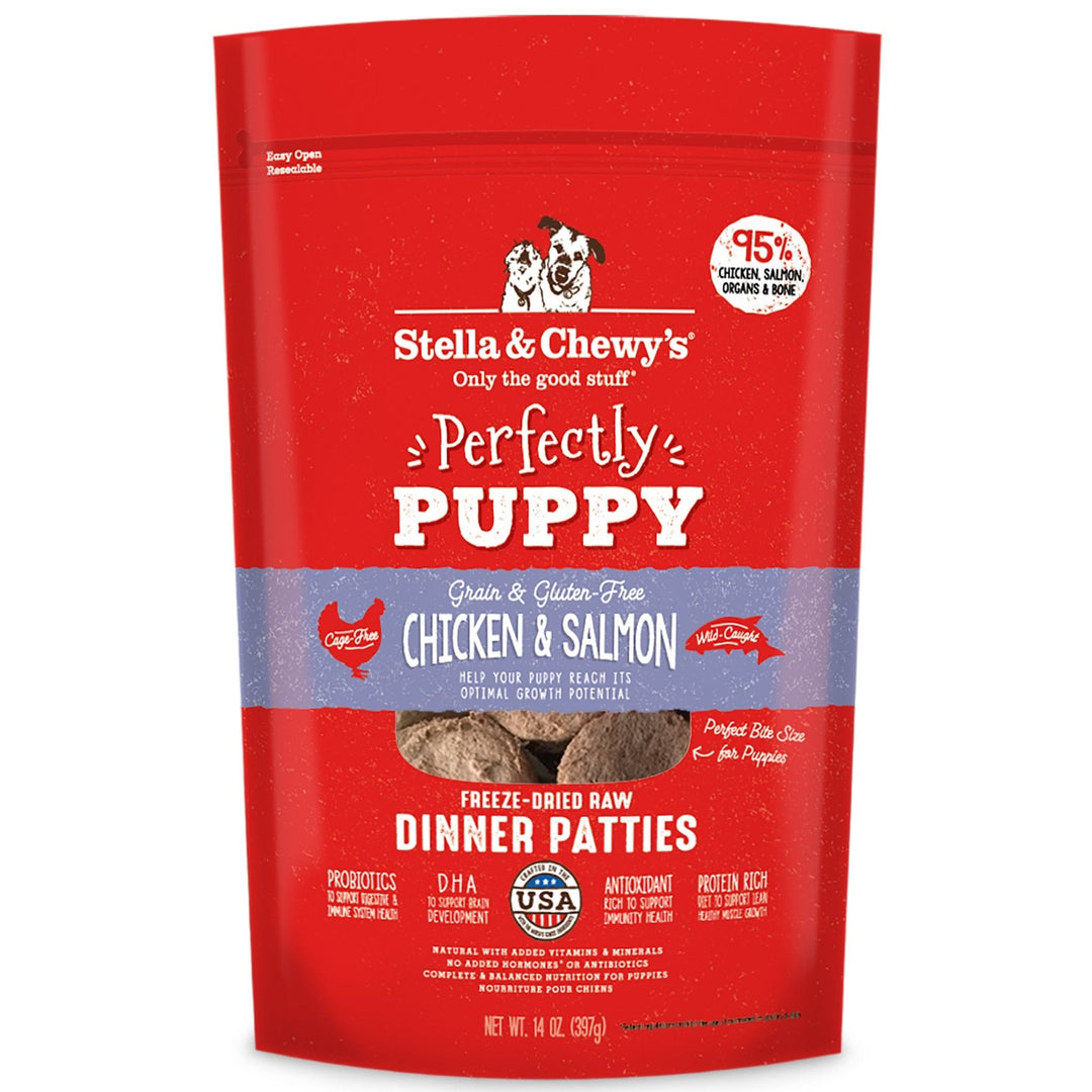 Stella & Chewy's Dinner Patties - Chiot Galettes de Poulet et Saumon - Nourriture Sèche Lyophilisée Sans Grains pour Chiens
