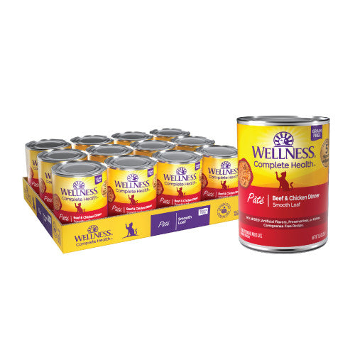 Wellness Complete Health - Chat Pâté de Boeuf et Poulet - Nourriture Humide Sans Grains pour Chats