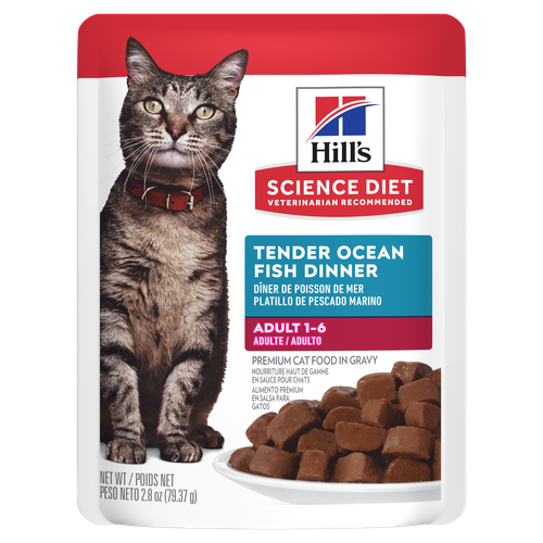 Hill's Science Diet - Dîner de Poisson de Mer en Sauce - Nourriture Humide pour Chats Adultes 1-6 Ans en Sachet