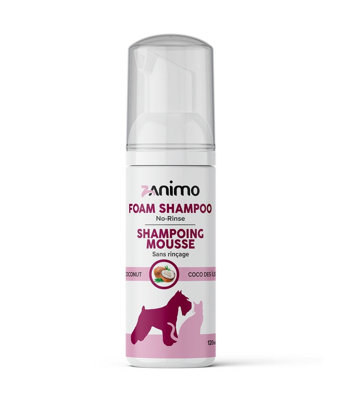 Zanimo - Shampoing Mousse sans Rinçage Coco des Îles - Shampoing pour Chiens et Chats