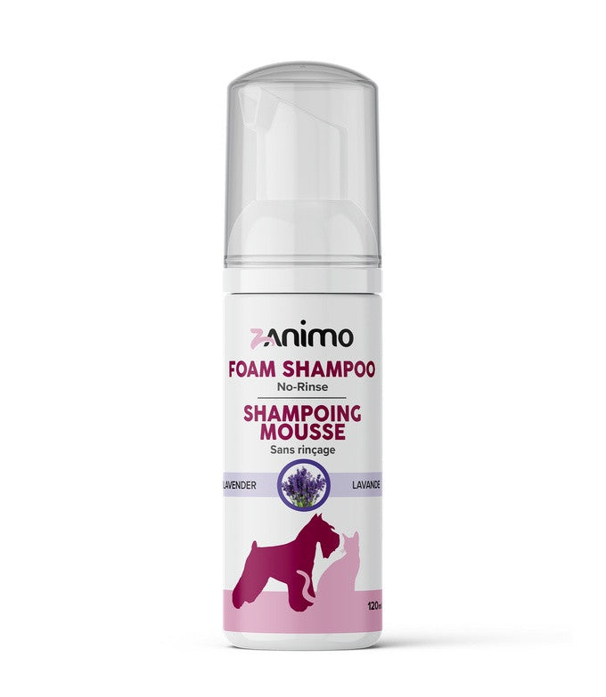 Zanimo - Shampoing Mousse sans Rinçage Lavande - Shampoing pour Chiens et Chats