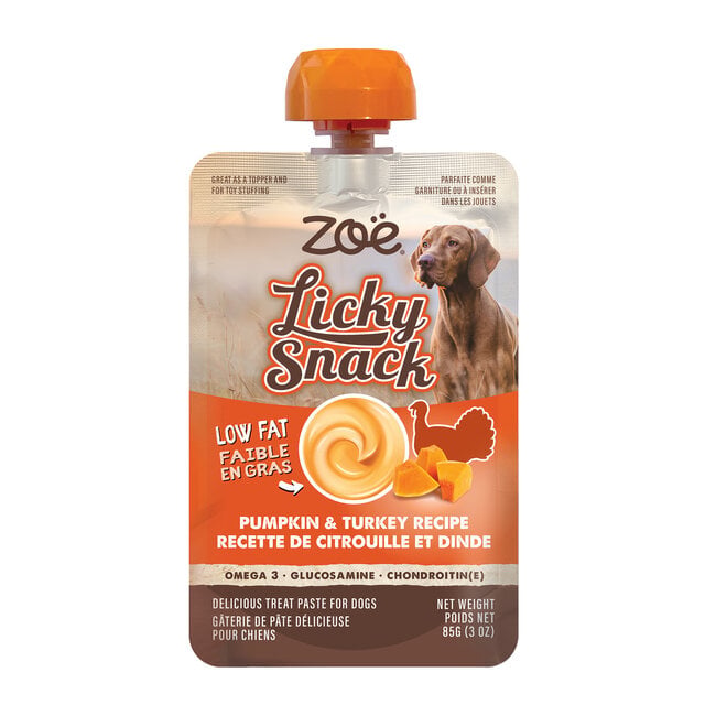 Zoë Licky Snack - Citrouille et Dinde - Complément Alimentaire en Pâté pour Chiens Adultes en Sachet